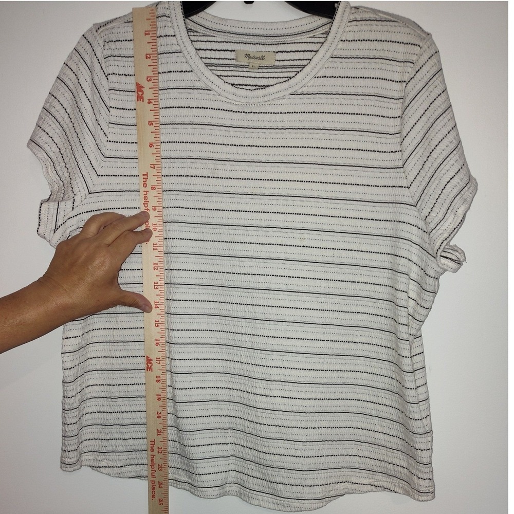 Madewell Womens XL White Black Striped Textured Short Sleeve T-Shirt‎ - Picture 3 of 7